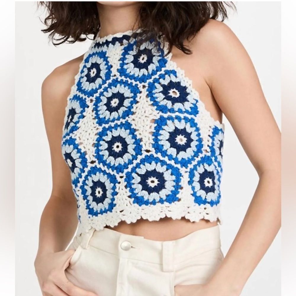 NWT Sea New York Hayden Tank Crochet Large Blue